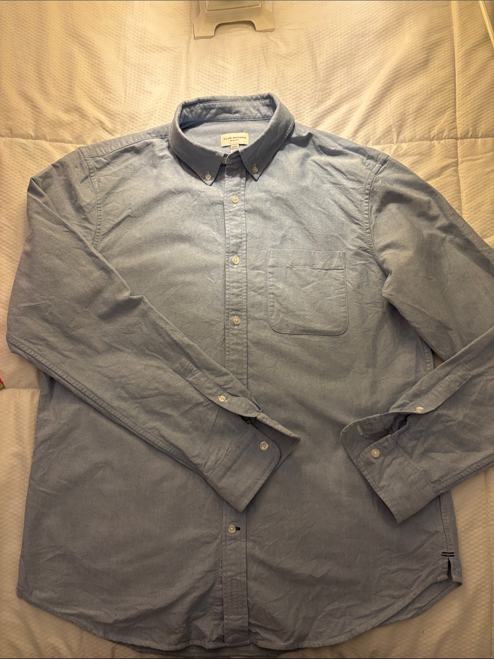 Light Blue Men's Button-Down Oxford Shirt(very stylish on woman also) sizeL slim